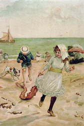 Kinder und Seetang aus Sonnenstrahlen